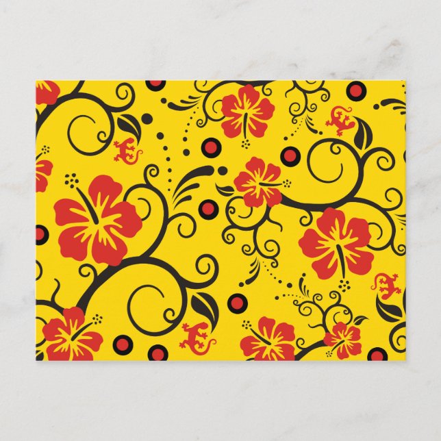Pattern ARTs - hibiscus decor | yellow Postcard (Front)
