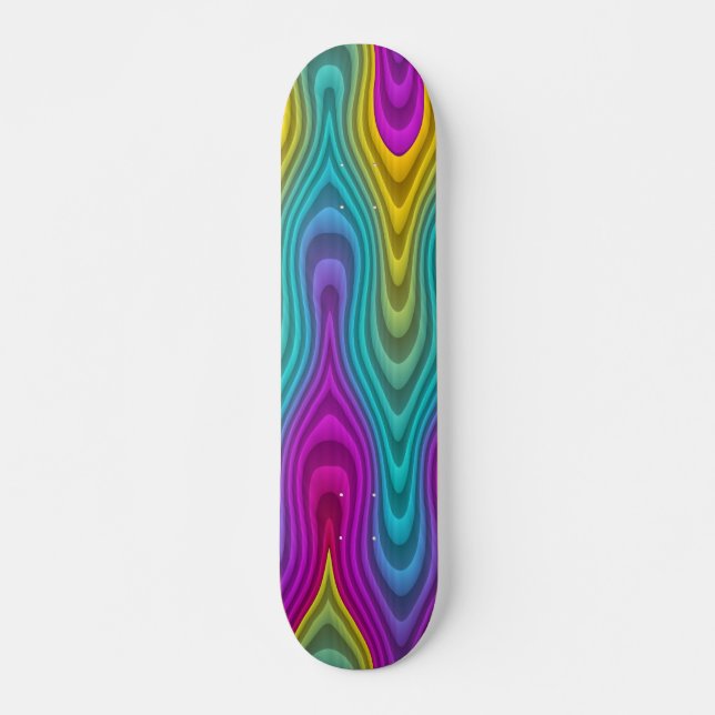 Pattern ARTs - stripes 3D coloured 19 Skateboard (Front)