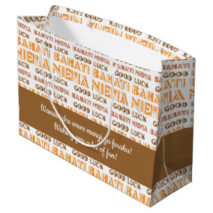 Pattern Bahati Niema, Good Luck in Swahili Large Gift Bag
