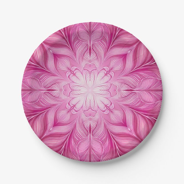 Pattern Batik Pink Paper Plate (Front)