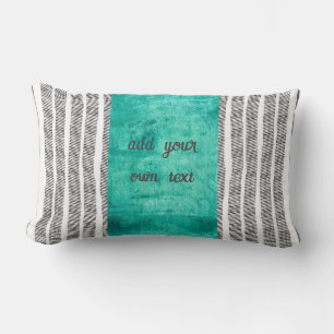  pattern black white and turquoise boho add text lumbar cushion