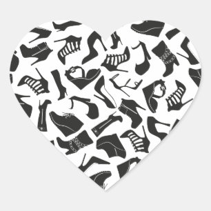 Pattern black Women's shoes Heart Sticker