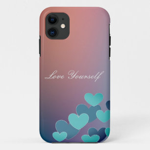 Pattern blue hearts iPhone Case