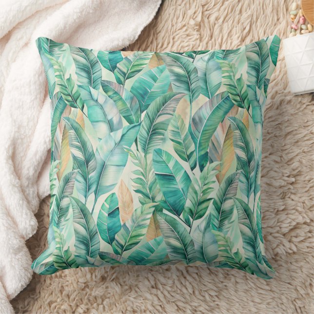 Pattern Boho Banana Leaves Cushion (Blanket)