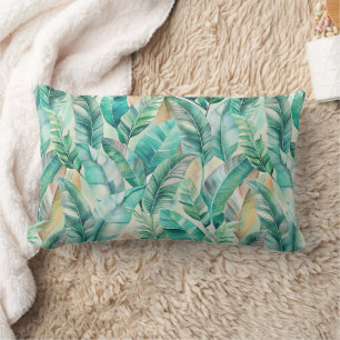 Pattern Boho Banana Leaves Lumbar Cushion