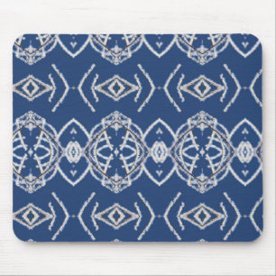 Pattern Bright Blue & White Snow Shapes Mouse Pad