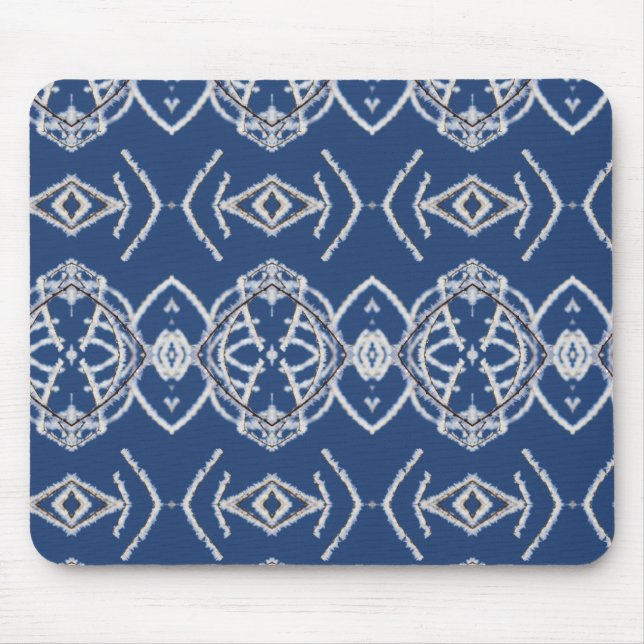 Pattern Bright Blue & White Snow Shapes Mouse Pad (Front)