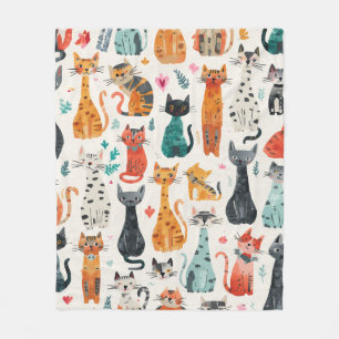 Pattern Cats Fleece Blanket