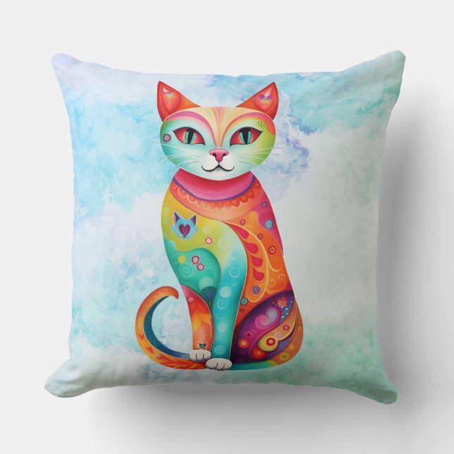 Pattern CatThrow Pillow (Front)