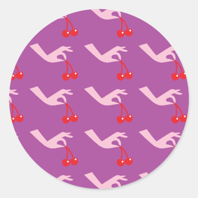 Pattern: Cherry picker Classic Round Sticker (Front)