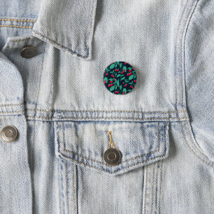 Pattern cherry tomatoes on the bushes 3 cm round badge