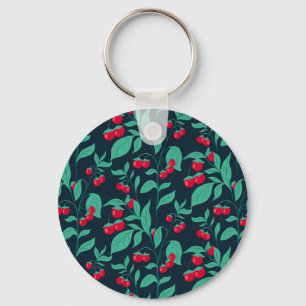 Pattern cherry tomatoes on the bushes key ring