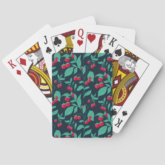Pattern cherry tomatoes on the bushes  playing cards (Back)