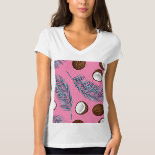 Pattern Coconut Tropical Background Pink T-Shirt