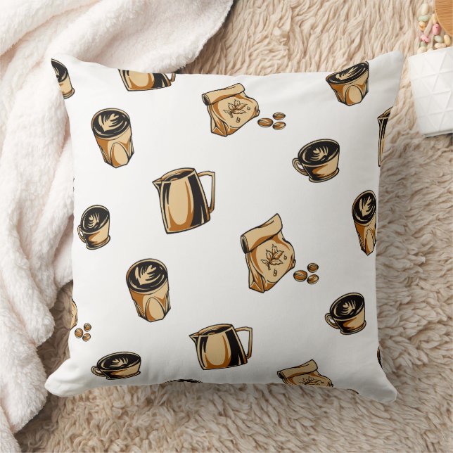 Pattern Coffee Lover Vintage Illustration Cushion (Blanket)