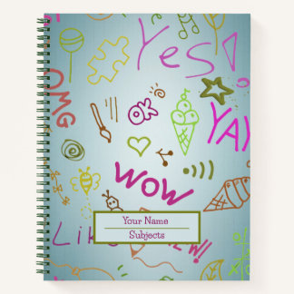 Pattern coloured typography Notebook