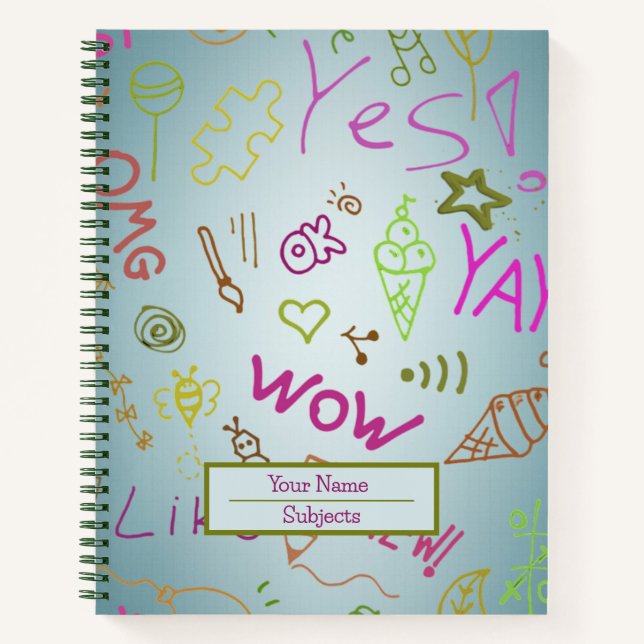 Pattern coloured typography Notebook (Front)