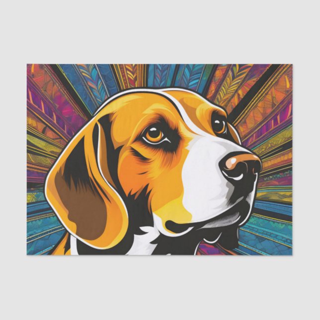 Pattern Colourful Beagle Tissue Paper (Front)