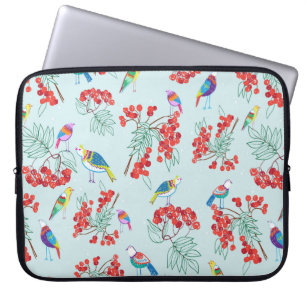 pattern consisting of birds and berries laptop sleeve