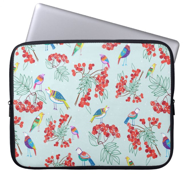 pattern consisting of birds and berries laptop sleeve (Front)