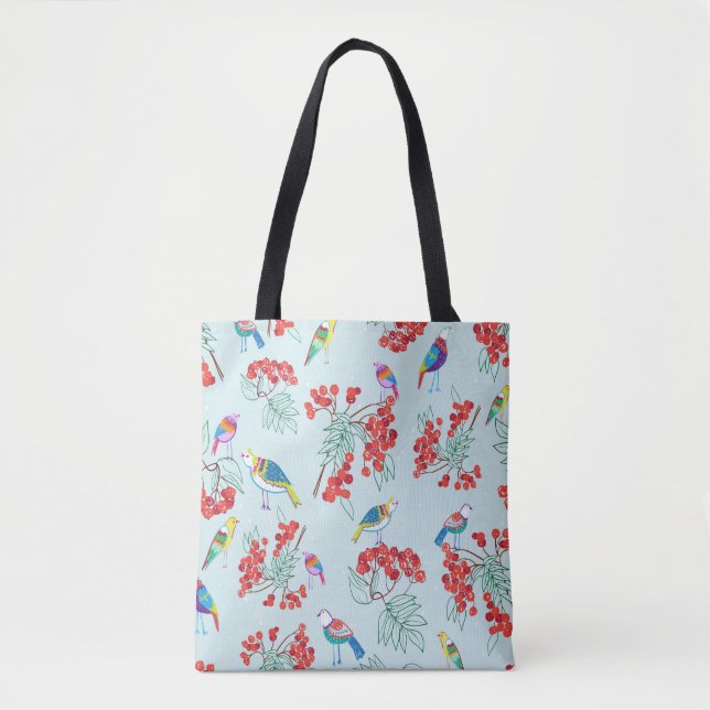 pattern consisting of birds and berries tote bag (Front)