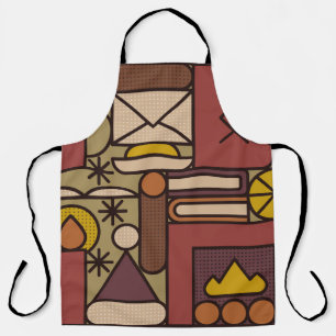 Pattern: cosy evening. Vintage illustrationabstrac Apron