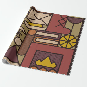 Pattern: cosy evening. Vintage illustrationabstrac Wrapping Paper