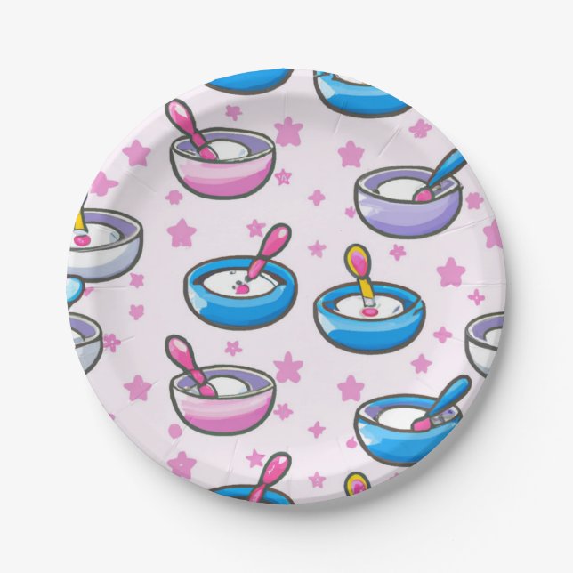  pattern cute baby feeding bowls baby shower paper plate (Front)