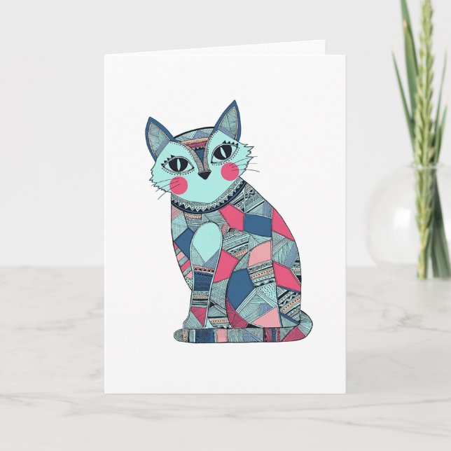 Pattern Cute Cat Card (Front)