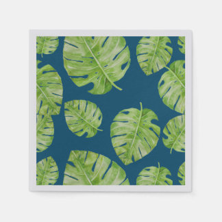 Pattern Cute Chic Banana Leaf Green Blue Napkin