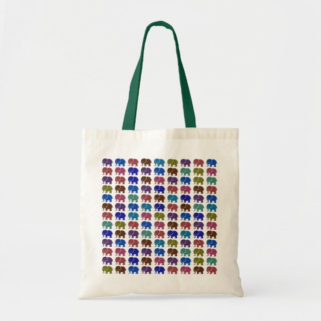 pattern cute colour elephants tote bag (Front)
