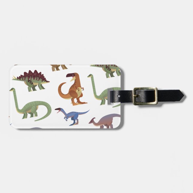 Pattern dino comic dinosaur luggage tag (Front Horizontal)