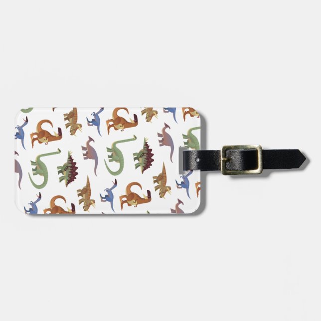 Pattern dino comic dinosaur luggage tag (Front Horizontal)