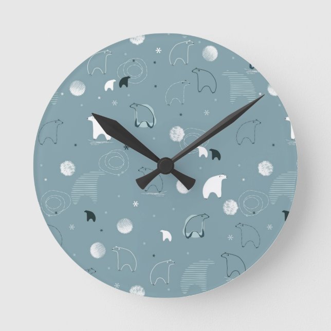 pattern displaying a cute polar round clock (Front)