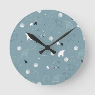 pattern displaying a cute polar round clock