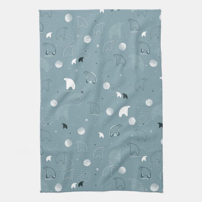 pattern displaying a cute polar tea towel (Vertical)
