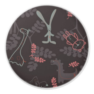 pattern displaying baby animals 1 ceramic knob