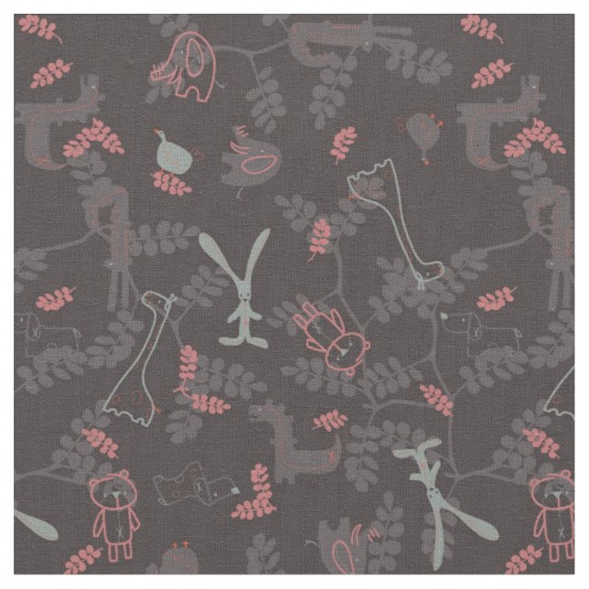 pattern displaying baby animals 1 fabric (Close Up)