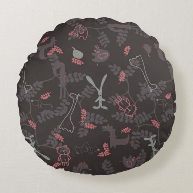 pattern displaying baby animals 1 round cushion (Front)