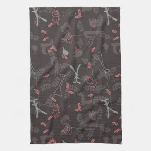 pattern displaying baby animals 1 tea towel