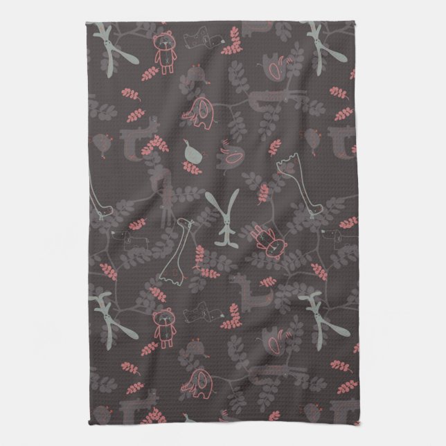 pattern displaying baby animals 1 tea towel (Vertical)