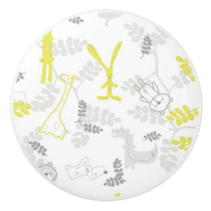 pattern displaying baby animals 2 ceramic knob