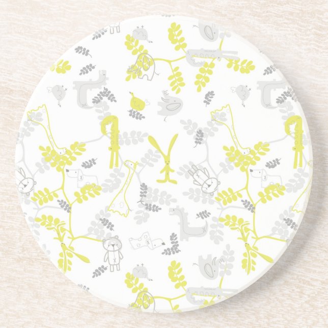 pattern displaying baby animals 2 coaster (Front)