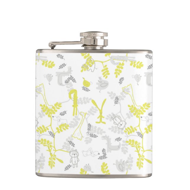 pattern displaying baby animals 2 hip flask (Front)