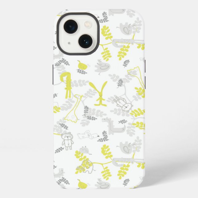 pattern displaying baby animals 2 iPhone case (Back)