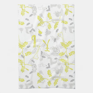 pattern displaying baby animals 2 tea towel