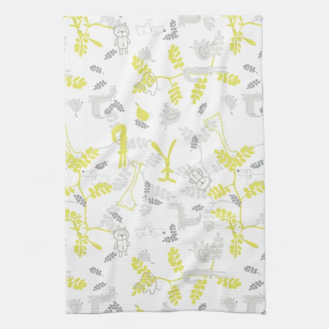 pattern displaying baby animals 2 tea towel (Vertical)