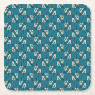 pattern displaying birds square paper coaster