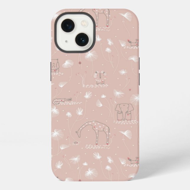 pattern displaying cute baby jungle animals iPhone case (Back)