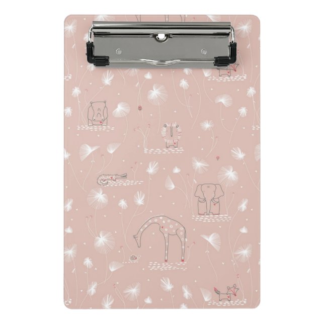 pattern displaying cute baby jungle animals mini clipboard (Front)